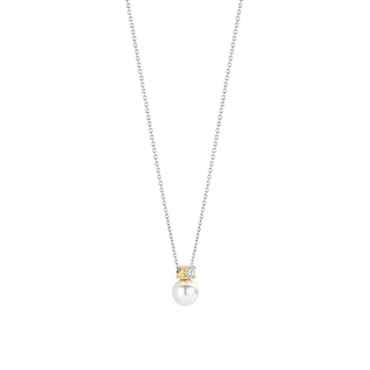 TI SENTO - COLLANA ARGENTO DORATO PENDENTE PERLA E ZIRCONE CENTRALE (Copia)