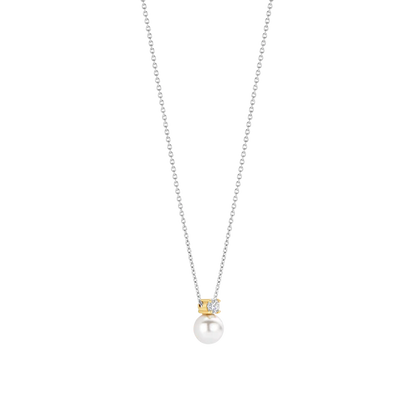TI SENTO - COLLANA ARGENTO DORATO PENDENTE PERLA E ZIRCONE CENTRALE (Copia)