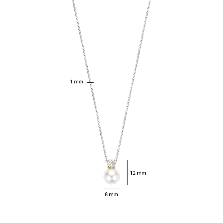 TI SENTO - COLLANA ARGENTO DORATO PENDENTE PERLA E ZIRCONE CENTRALE (Copia)