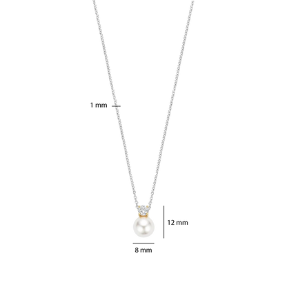 TI SENTO - COLLANA ARGENTO DORATO PENDENTE PERLA E ZIRCONE CENTRALE (Copia)