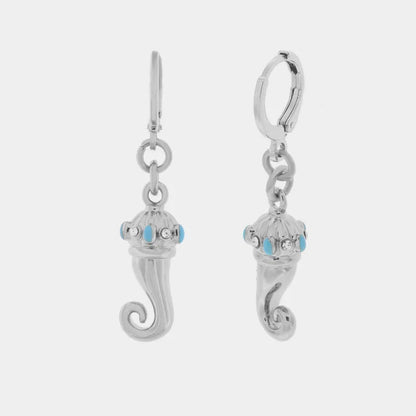 AMO NAPOLI - ORECCHINI IN METALLO CERCHIETTO PENDENTE CORNO RODIO