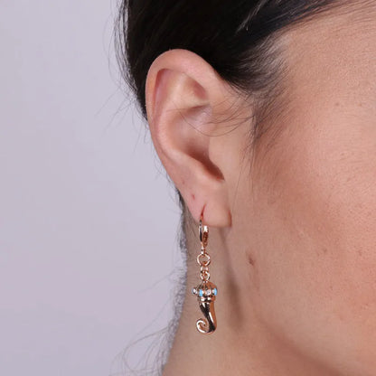 AMO NAPOLI - ORECCHINI IN METALLO ROSE' CERCHIETTO PENDENTE CORNO