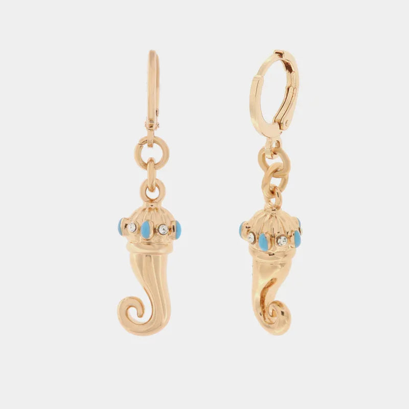 AMO NAPOLI - ORECCHINI IN METALLO ROSE' CERCHIETTO PENDENTE CORNO