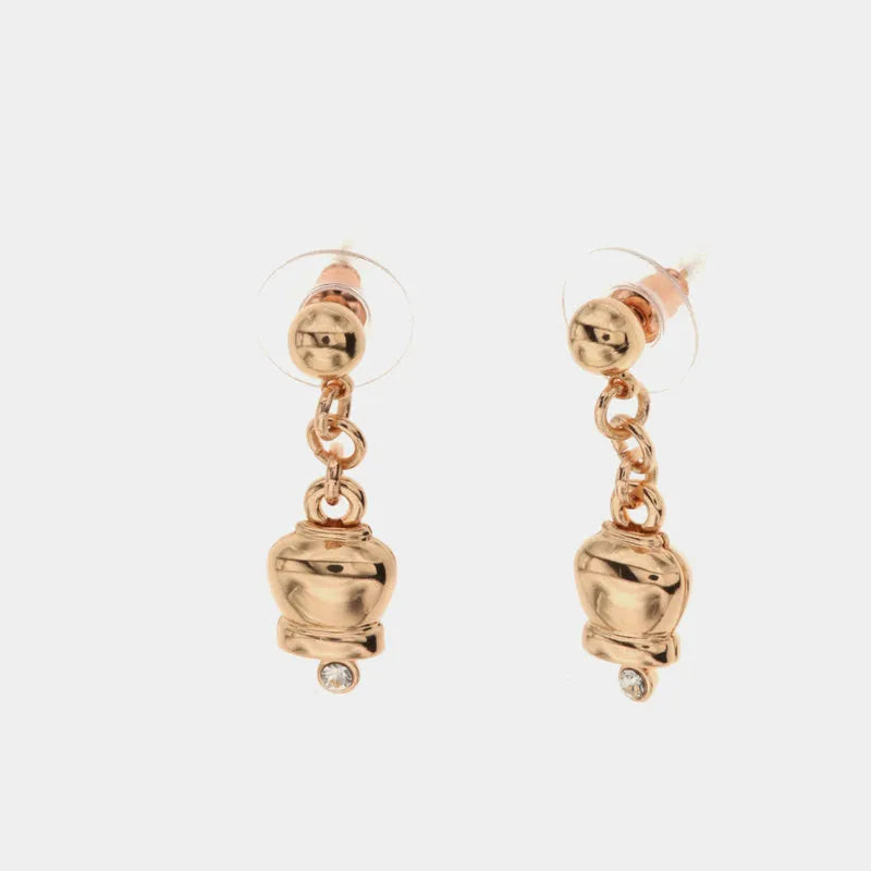 AMO CAPRI - ROSE GOLD METAL EARRINGS WITH MINI BELLS AND CRYSTAL
