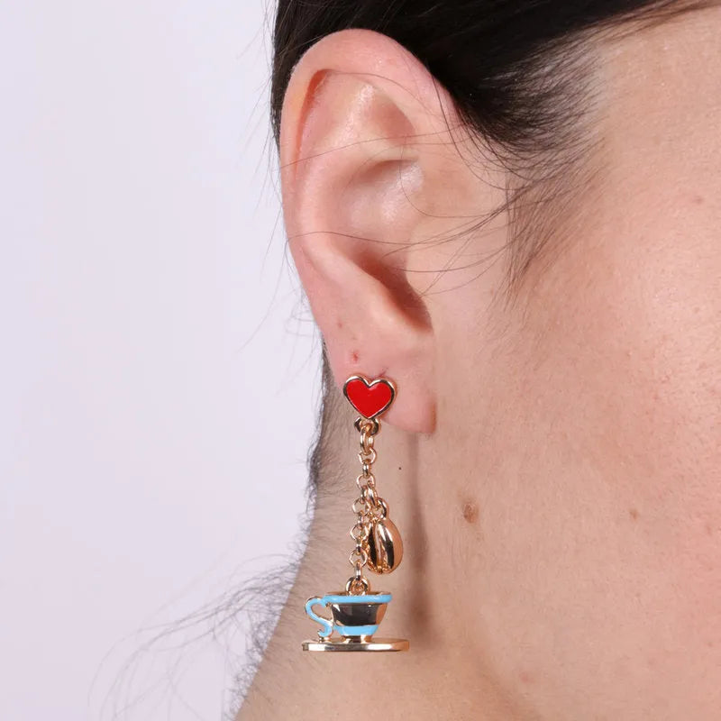 I LOVE NAPLES - GILDED METAL COFFEE CUP EARRINGS