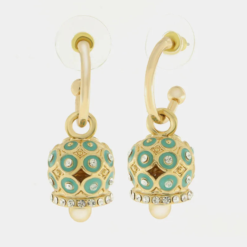 AMO CAPRI - GOLD-TONE METAL POLKA DOT BELL EARRINGS WITH TIFFANY POLKA DOTS AND CRYSTALS (Copy)