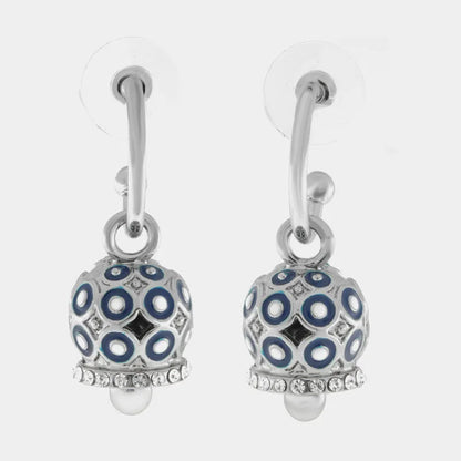 AMO CAPRI - ORECCHINI CAMPANELLE A POIS IN METALLO CON SMALTO BLU E BIANCO