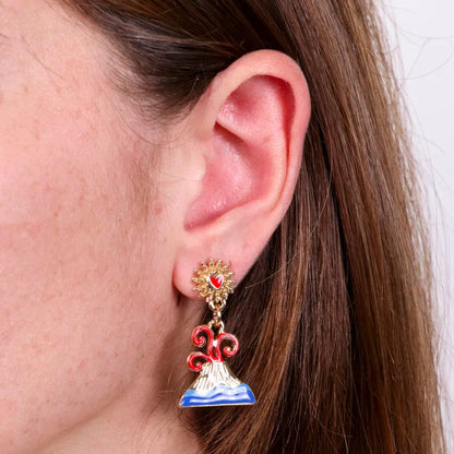 I LOVE NAPLES - GOLD-PLATED METAL VESUVIUS EARRINGS