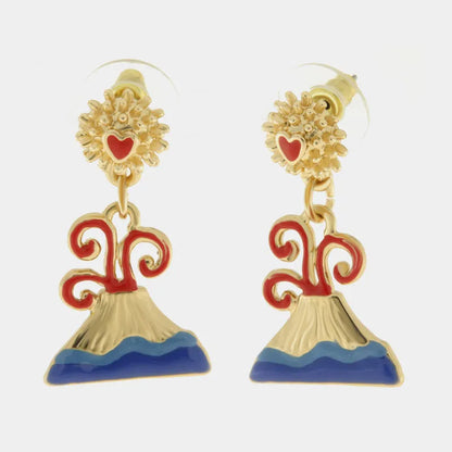I LOVE NAPLES - GOLD-PLATED METAL VESUVIUS EARRINGS