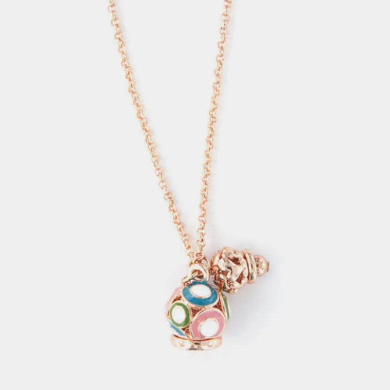 AMO CAPRI - COLLANA METALLO ROSE' PENDENTE CAMPANAELLA MULTICOLOR