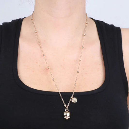 COLLANA IN METALLO ORO CAMPANELLA CON CRISTALLI