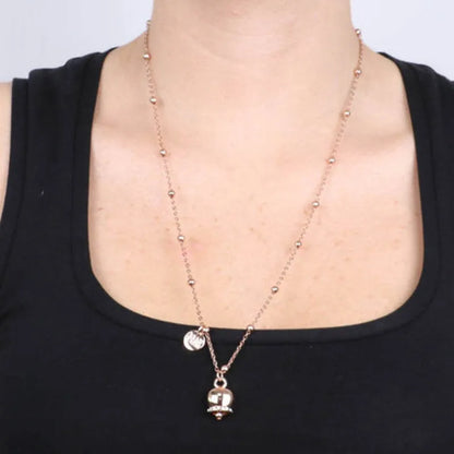 AMO CAPRI - COLLANA IN METALLO ROSE' CAMPANELLA CON CRISTALLI