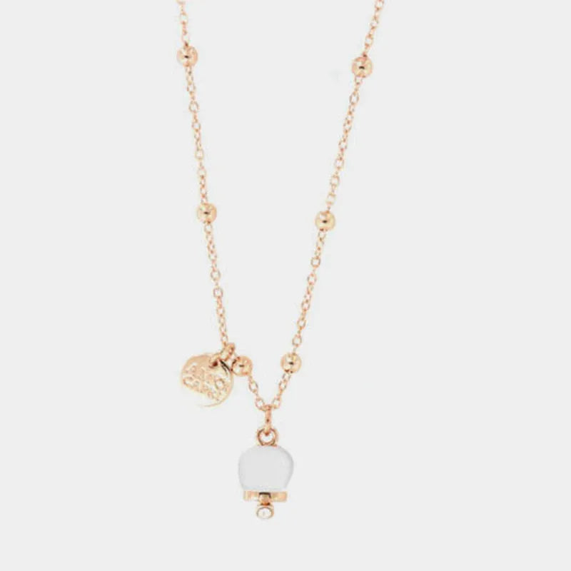 AMO CAPRI - COLLANA METALLO ROSE' CAMPANELLA BIANCA