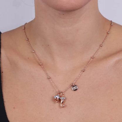 AMO CAPRI - COLLANA METALLO ROSE' CAMPANELLA E CORNO MULTICOLOR