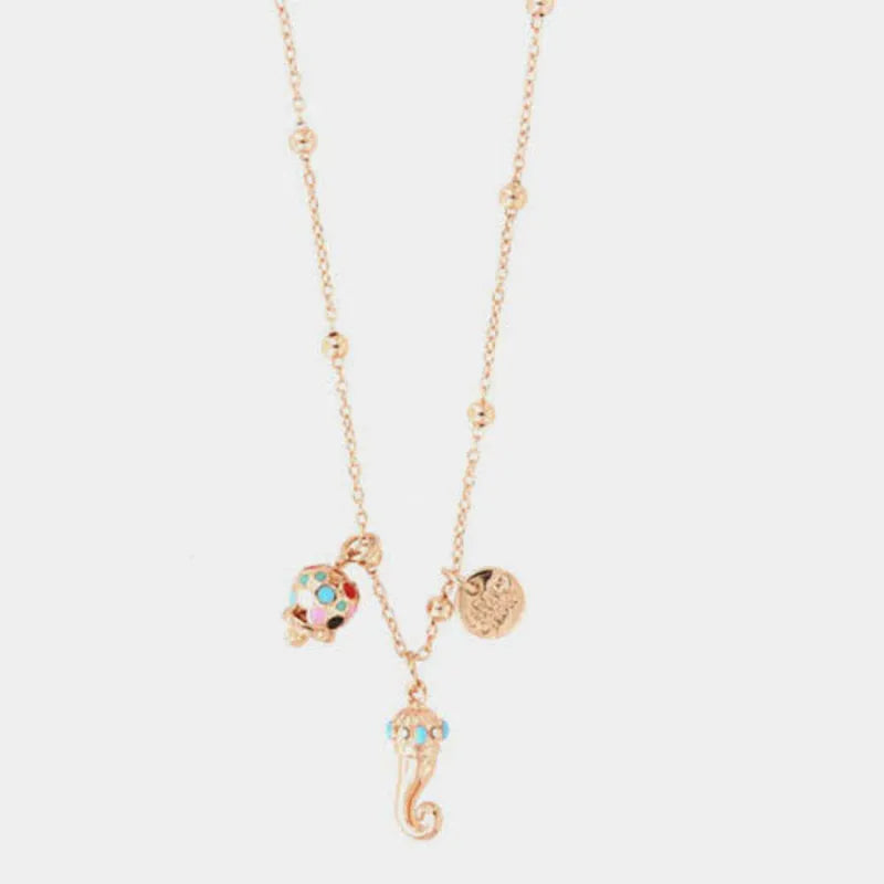 AMO CAPRI - COLLANA METALLO ROSE' CAMPANELLA E CORNO MULTICOLOR