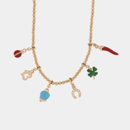 AMO CAPRI -  COLLANA METALLO ROSE' E SIMBOLI NAPOLETANI