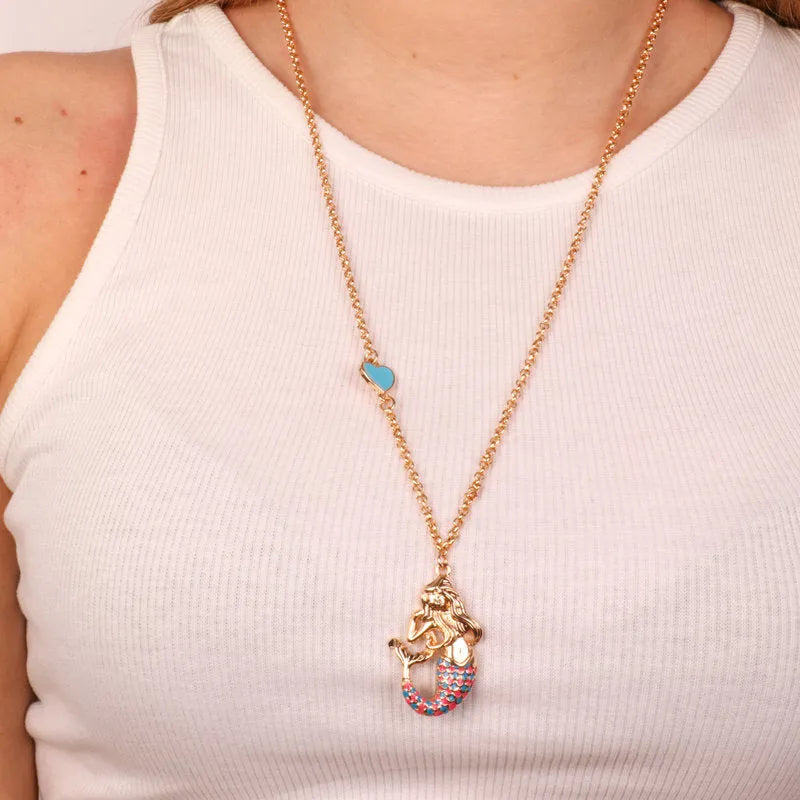 I LOVE NAPLES - METAL NECKLACE WITH PINK AND AZURE PARTHENOPE