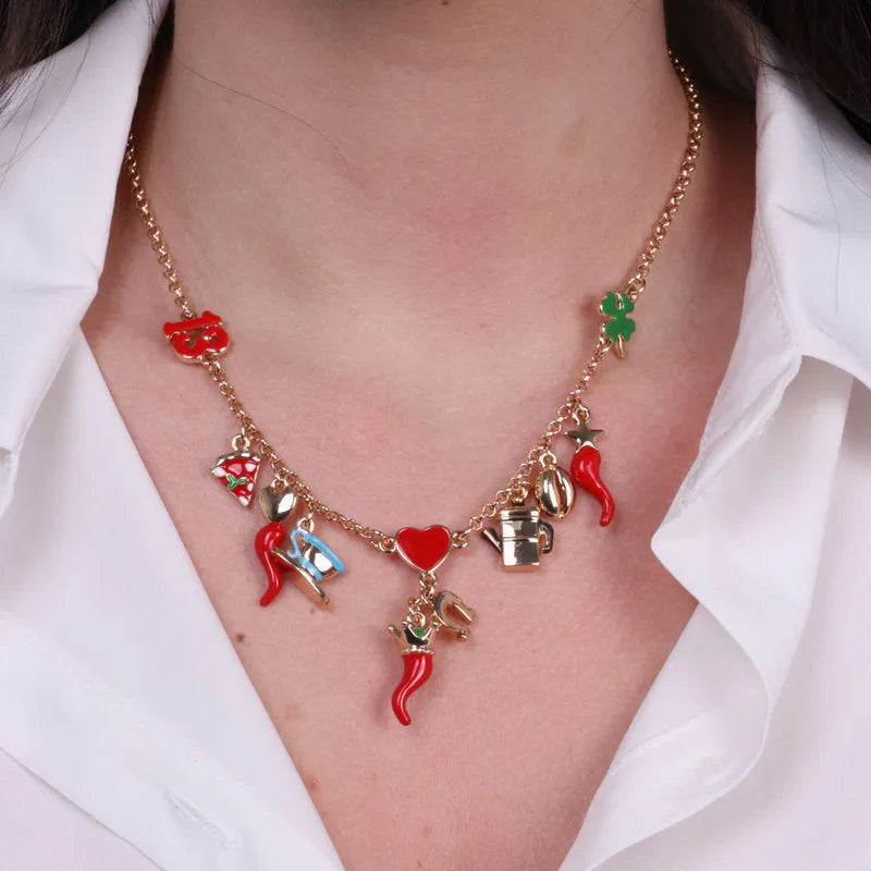 AMO NAPOLI - COLLANA IN METALLO CON CHARMS NAPOLETANI