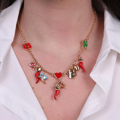 AMO NAPOLI - COLLANA IN METALLO CON CHARMS NAPOLETANI