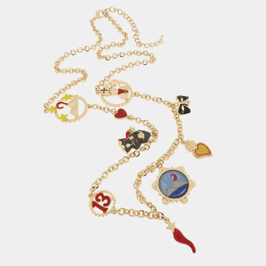 AMO NAPOLI - COLLANA IN METALLO CON CHARMS NAPOLETANI