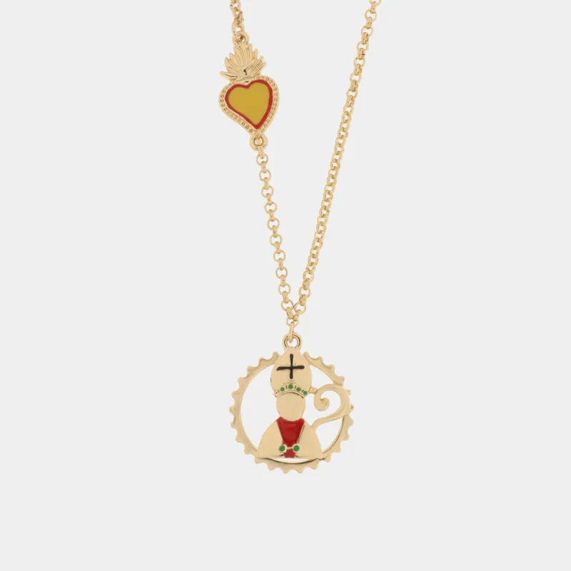 AMO NAPOLI - COLLANA IN METALLO DORATO CON SAN GENNARO