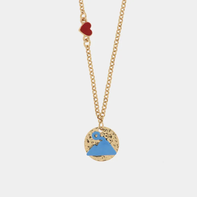 AMO NAPOLI - COLLANA IN METALLO DORATO CON VESUVIO TURCHESE