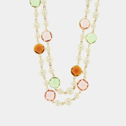 I LOVE VENICE - GOLD-TONE METAL NECKLACE WITH BEADS AND CRYSTALS
