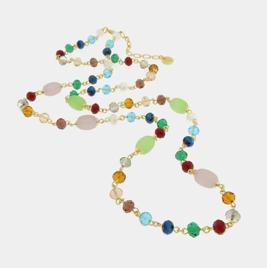 AMO VENEZIA - COLLANA IN METALLO CON PIETRE MULTICOLOR