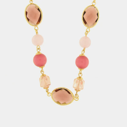 AMO VENEZIA - COLLANA IN METALLO CON CRISTALLI E PERLE  ROSA