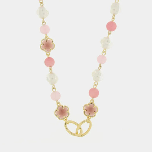 AMO VENEZIA - COLLANA IN METALLO CON CRISTALLI ROSA E PERLINE
