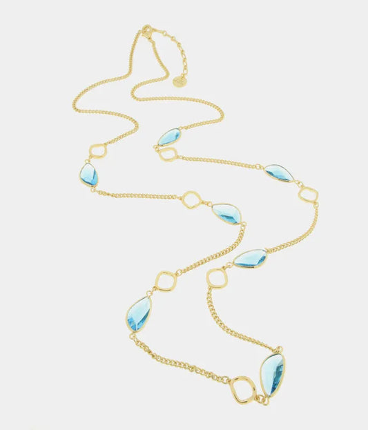 AMO VENEZIA - COLLANA IN METALLO CON CRISTALLI AZZURRI