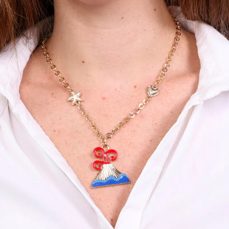 I LOVE NAPLES - GOLD-PLATED METAL NECKLACE WITH ENAMELLED VESUVIUS