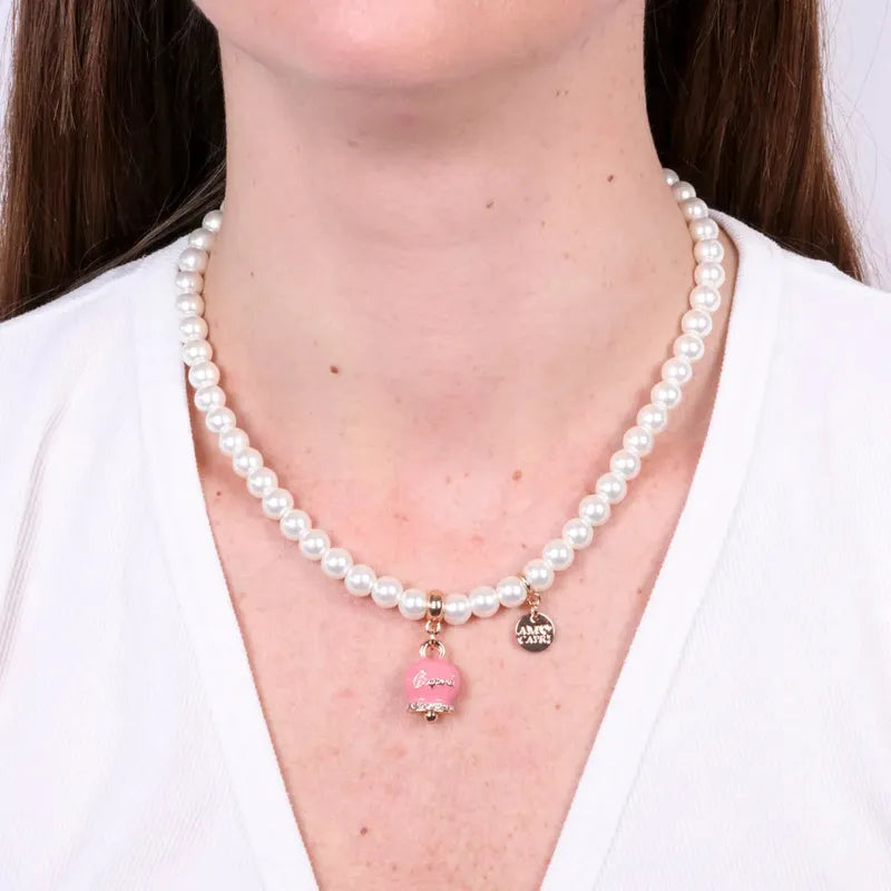 AMO CAPRI - COLLANA PERLE E CAMPANELLA ROSA CAPRI