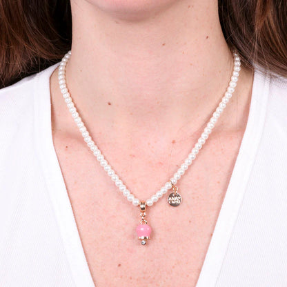 AMO CAPRI - COLLANA PERLE E CAMPANELLA MINI ROSA
