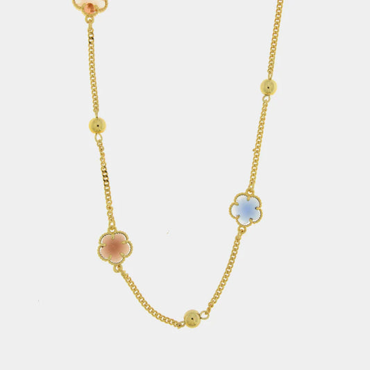 AMO VENEZIA - COLLANA IN METALLO FIORI COLORATI