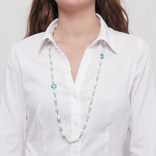 AMO VENEZIA - COLLANA IN METALLO CRISTALLI TUCHESI E PERLE