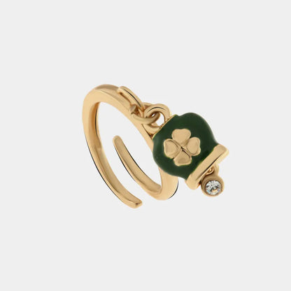 AMO CAPRI - METAL RING WITH GREEN ENAMEL BELL