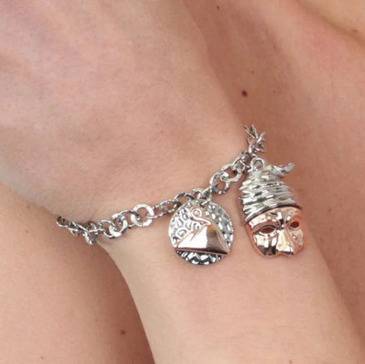 AMO NAPOLI - BRACCIALE IN METALLO  MASCHERA PULCINELLA