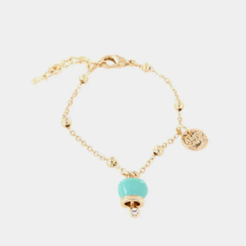 AMO CAPRI - BRACCIALE IN METALLO DORATO CON CAMPANELLA MINI SMALTO TIFFANY