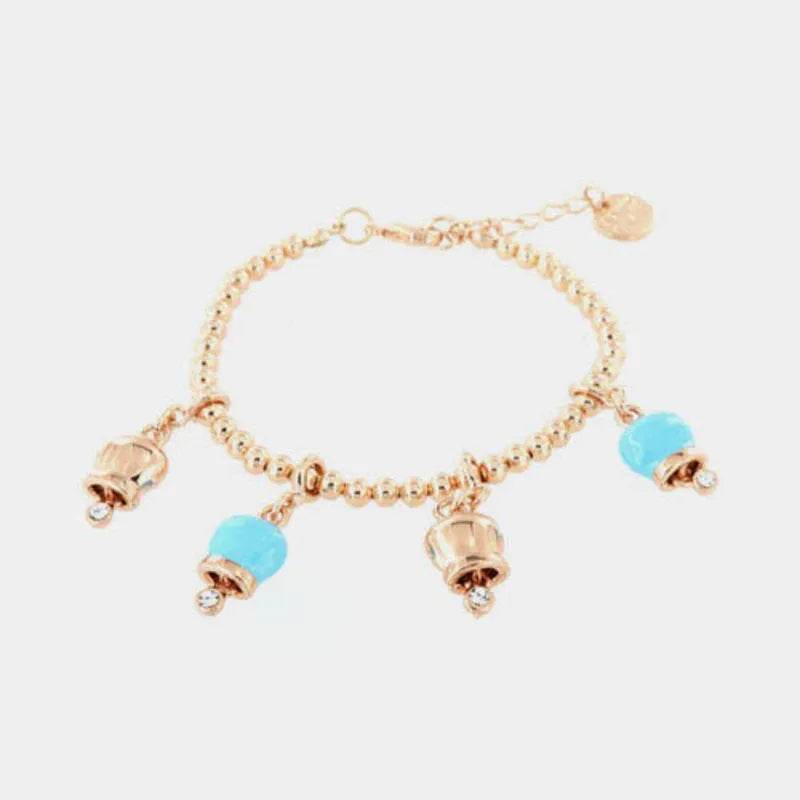 AMO CAPRI - BRACCIALE IN METALLO ROSE' QUATTRO CAMPANELLE  TURCHESI E ROSE'