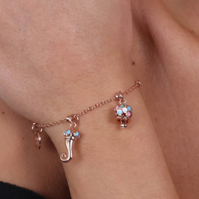 I LOVE CAPRI - ROSE' METAL BRACELET WITH HORN AND POLKA DOT BELL