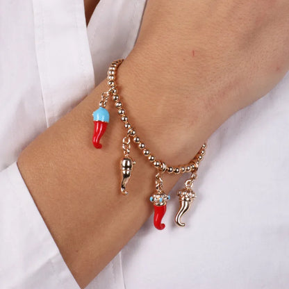 I LOVE CAPRI - GOLD-PLATED METAL BRACELET WITH CHILIES