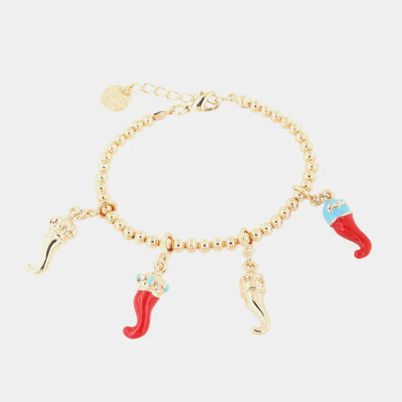 I LOVE CAPRI - GOLD-PLATED METAL BRACELET WITH CHILIES
