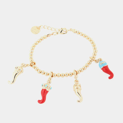I LOVE CAPRI - GOLD-PLATED METAL BRACELET WITH CHILIES