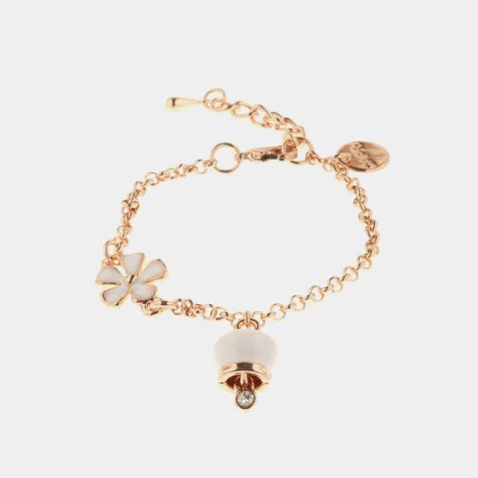 AMO CAPRI - BRACCIALE IN METALLO ROSE' CON CAMPANELLA E MARGHERITA BIANCHE