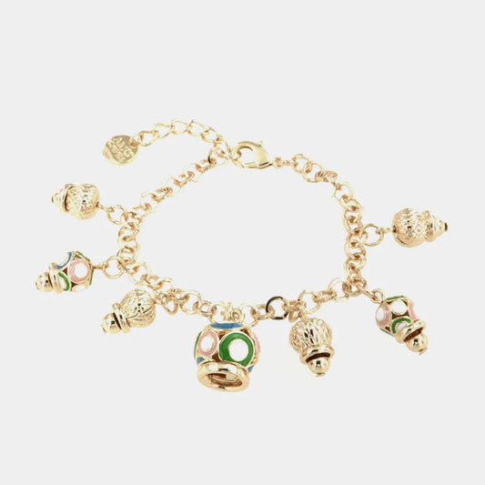 AMO CAPRI - BRACCIALE IN METALLO DORATO CON CAMPANELLE COLORATE