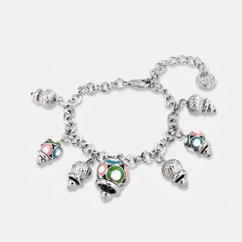 AMO CAPRI - BRACCIALE IN METALLO CON CAMPANELLE POIS MULTICOLOR