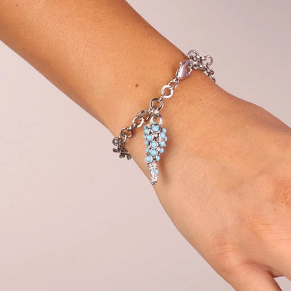 I LOVE NAPLES - METAL BRACELET WITH TURQUOISE POLKA DOT HORN