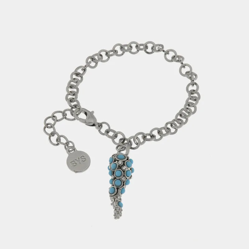I LOVE NAPLES - METAL BRACELET WITH TURQUOISE POLKA DOT HORN