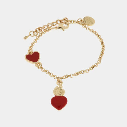 AMO NAPOLI - BRACCIALE IN METALLO CUORE SACRO ROSSO